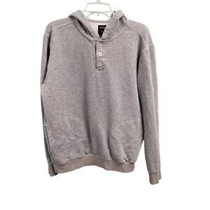 RVCA Mens Size Medium Henley Hoodie Pullover Heather Gray Casual Buckle